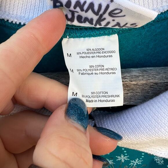 Vintage 90s Morning Sun Teal Dandelion Snowflakes in the Wind Sweatshirt MEDIUM - Picture 6 of 6